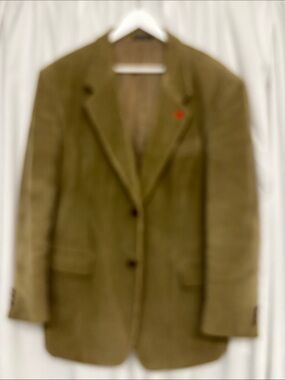Vintage Monsieur Adolfo Tan Corduroy Blazer with Rose Embroidery
